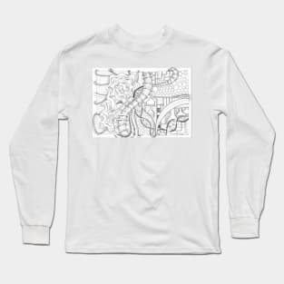 Illustration hand draw with science theme greyscale monochrome Long Sleeve T-Shirt